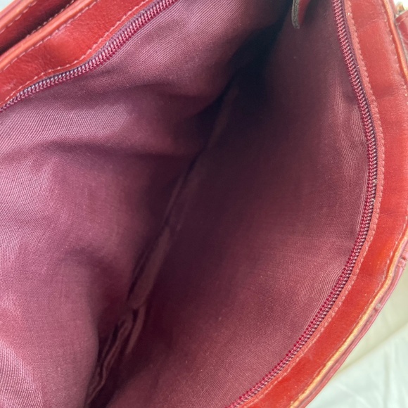 Vintage Double-Zip Chestnut Leather Shoulder Bag 12x9x3 - Picture 8 of 9